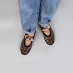 Black Mesh Ballet Flats with Strap for Women