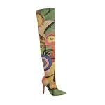 Vivianly Women's Sexy Printed Thigh High Stiletto Boots