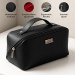 Elegant Black Large Travel Makeup Bag for Women