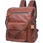 Designer Brown Leather Laptop Backpack for Women