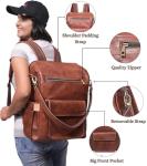 Designer Brown Leather Laptop Backpack for Women