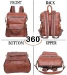 Designer Brown Leather Laptop Backpack for Women