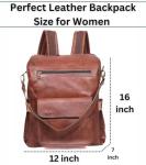 Designer Brown Leather Laptop Backpack for Women