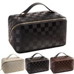 BIVIZKU Checkered Large Travel Makeup Organizer Bag