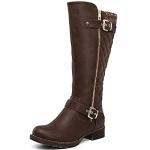 GLOBALWIN Women's Brown Quilted Knee-High Boots