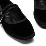 Trary Women's Square Toe Velvet Mary Janes