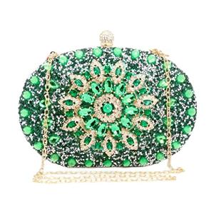 Elegant Green Rhinestone Clutch Bag for Weddings