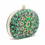 Elegant Green Rhinestone Clutch Bag for Weddings
