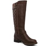 GLOBALWIN Women's Brown Quilted Knee-High Boots