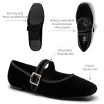 Trary Women's Square Toe Velvet Mary Janes