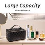 BIVIZKU Checkered Large Travel Makeup Organizer Bag
