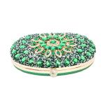 Elegant Green Rhinestone Clutch Bag for Weddings