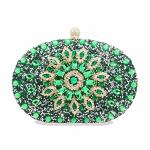 Elegant Green Rhinestone Clutch Bag for Weddings