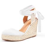 Ermonn Women's Closed Toe Wedge Espadrille Sandals