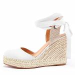 Ermonn Women's Closed Toe Wedge Espadrille Sandals
