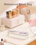 Clear Leather Travel Makeup Brush Holder Bag