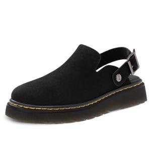Athlefit Women's Comfort Clogs with Back Strap, Black