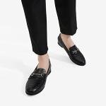 Chic Black-Stone Loafers for Women, Size 11