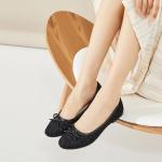 Black Ballet Flats with Bow for Women