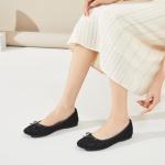 Black Ballet Flats with Bow for Women
