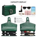 Vintage Green Leather Chain Shoulder Bag for Women