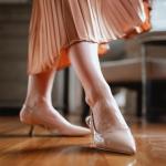 JENN ARDOR Nude Slingback Kitten Heels for Women