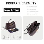 Woven Vegan Leather Tote with Pearl Chain