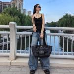 Genuine Leather Slouchy Top Handle Bag