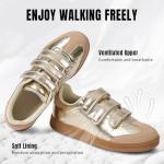 CYNLLIO Women’s Gold Leather Casual Sneakers