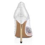 Silver Rhinestone Studded Pointed Toe High Heels