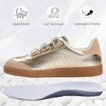 CYNLLIO Women’s Gold Leather Casual Sneakers