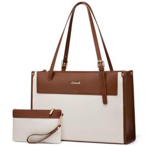 Stylish Women's Leather Laptop Tote Bag 15.6 Inch
