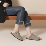Gvimenos Women’s Taupe Suede Fur-Lined Clogs