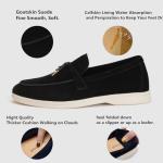 Smzulisuat Women's Black Suede Slip-On Loafers