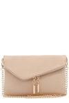Chic Nude Envelope Clutch Crossbody Bag with Chain