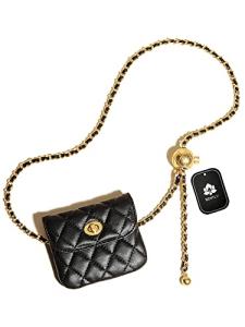 BEMYLV Black Leather Chain Belt Bag for Women