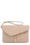 Chic Nude Envelope Clutch Crossbody Bag with Chain