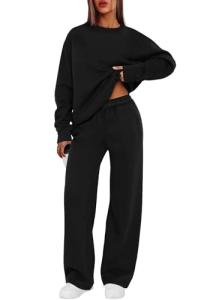 XIEERDUO Women's Black Sweatsuit Lounge Set