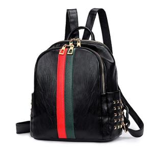 Alovhad Cute Mini Black Leather Backpack for Women