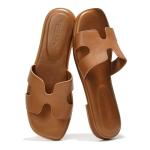 Genuine Leather Women's Flat Sandals with Comfort