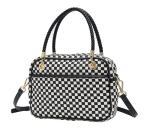Checkered Vegan Leather Woven Crossbody Bag