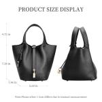 Trendy Black Designer Leather Bucket Bag for Women
