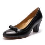 Mona Leather Mid Chunky Pumps for Women