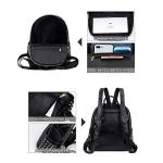 Alovhad Cute Mini Black Leather Backpack for Women