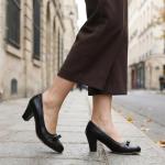 Mona Leather Mid Chunky Pumps for Women