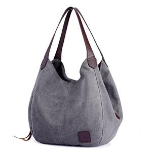 DOURR Women's Gray Cotton Canvas Shoulder Bag