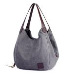 DOURR Women's Gray Cotton Canvas Shoulder Bag