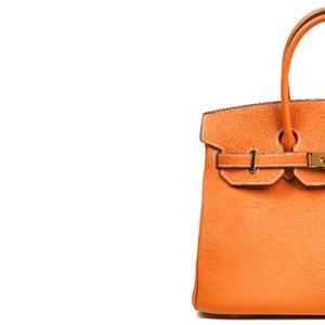 Orange Pebbled Leather Handbag and Crossbody Bag