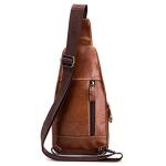 Hebetag Brown Leather Sling Bag for Outdoor Adventures