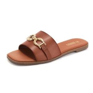 Rihero Women's Cognac Open Toe Sandals with Chain